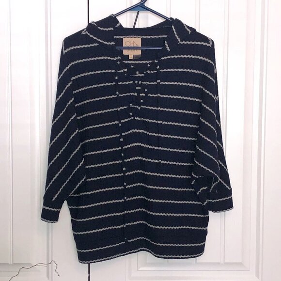 Chaser thermal raglan striped pullover hoodie; Med - Picture 1 of 8